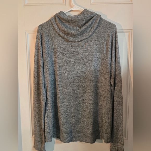 Women's Size Med Gray Long-Sleeved, Cowl Neck Pullover With KrisCross Front. - Picture 7 of 12